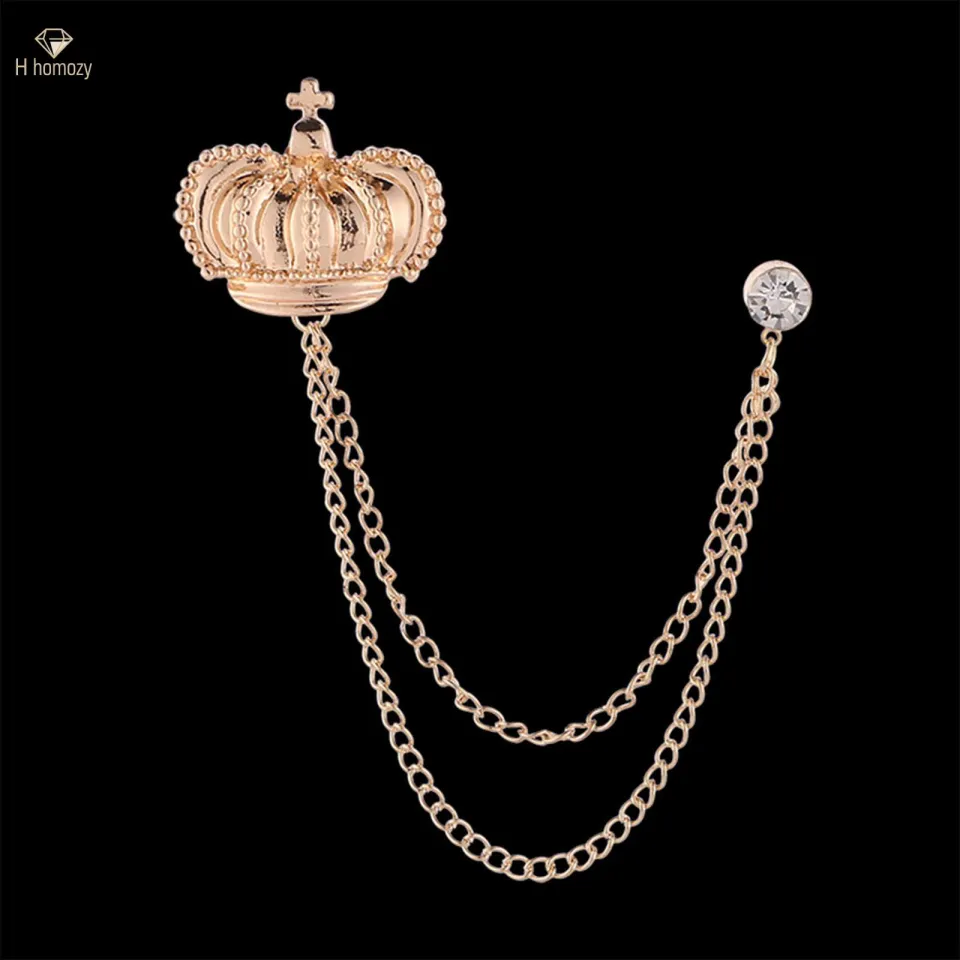 Crown Brooch Men's Brooch Suit Wedding Brooch Pin Suit Brooch with