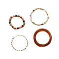 Retro Hong Kong style simple four-piece ring women's fashion design sense index finger ring personality contrast beaded ring 959. 