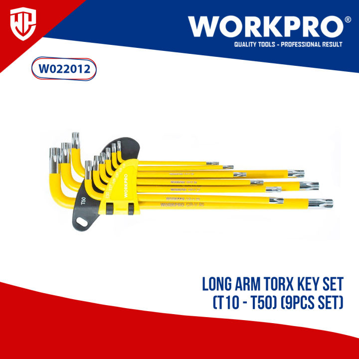 Workpro 9 Pcs Long Arm Torx Allen Key Set T10 to T50
