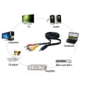 1M 3.5mm Jack Plug to 3 RCA Adapter AUX Cable- Male to Male Audio Video AV Cable Wire -For Speaker Laptop TV Computer Cables. 