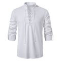 Mens Scottish Jacobite Ghillie Kilt Shirts Medieval Renaissance Pirate Costume Long Sleeve Lace Up Henley Shirt Men Camisas.