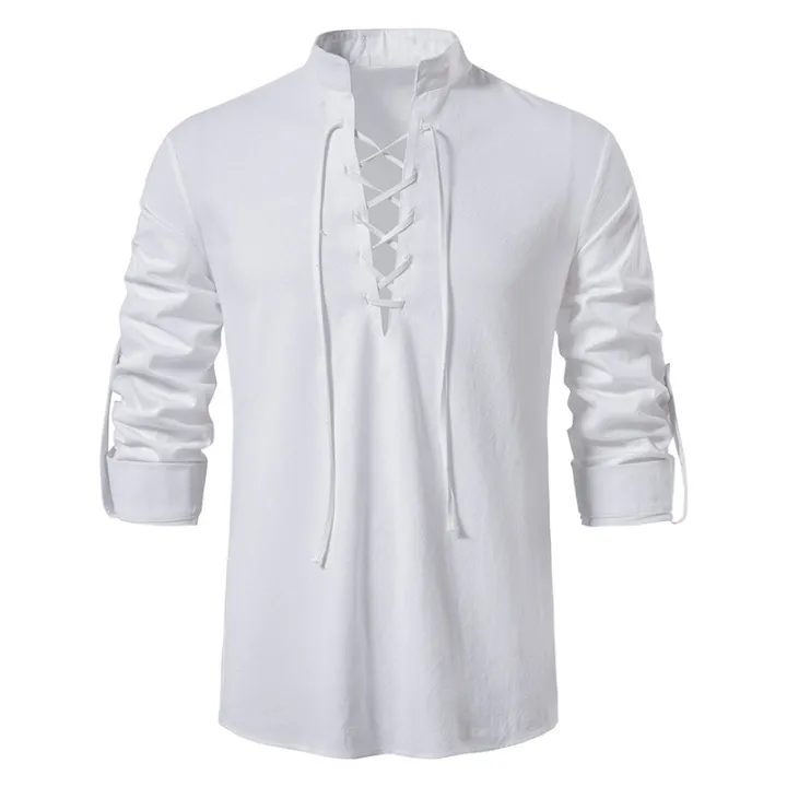 Mens%20Scottish%20Jacobite%20Ghillie%20Kilt%20Shirts%20Medieval%20Renaissance%20Pirate%20Costume%20Long%20Sleeve%20Lace%20Up%20Henley%20Shirt%20Men%20Camisas%20-%20Image%203