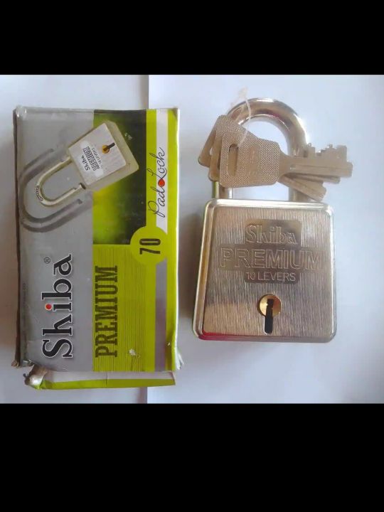 Top Security 70Mm Pad Lock- 8 Levers Benjo Platina or Shiba