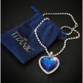 Titanic Heart Of Ocean Blue Heart R Necklace Velvet Bag.