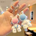 Lovely Cartoon Space Rabbit Keychain Pink Blue Stereo Rabbit Backpack Car Decorative Pendant for Friends Lovers Souvenir Gift. 