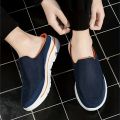 Men Slippers Shoes Casual Mesh Loafers Solid Color Slip-On Shoes Summer Couple Flats Half Slippers Plus Size Sandalias Zapatos.
