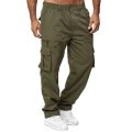 New Men Cargo Pants Summer Button Zipper Stretch Waist Loose Trousers Casual Multi-Pocket Straight Pants Sports Outdoor Wearing.