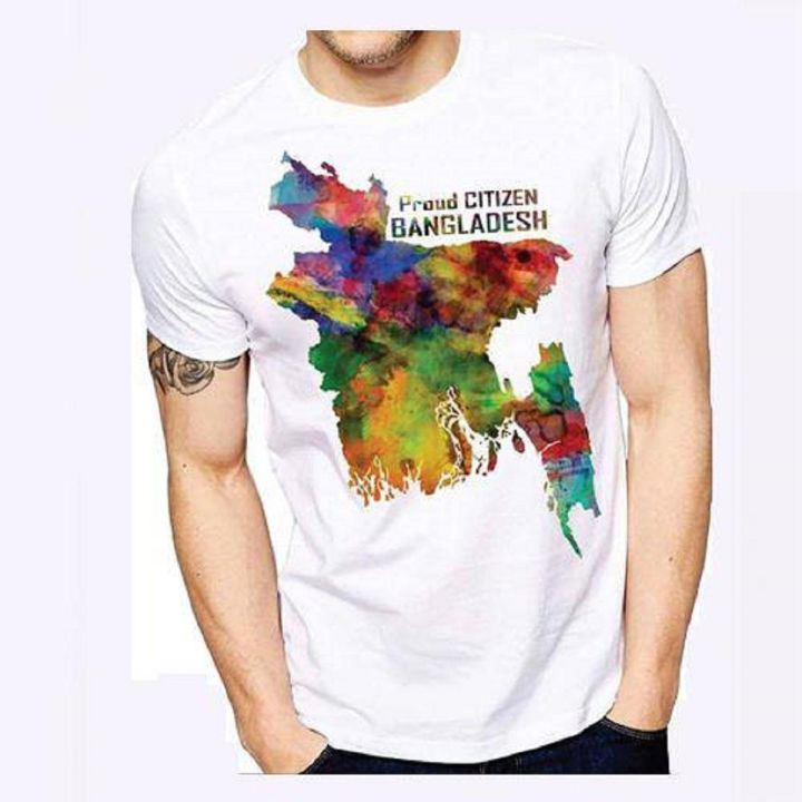 Bangladeshi Citizens With Bangladesh Map Round Neck Tshirt - T Shirt For Man - T Shirt