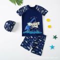 Children's swimsuit new boys, girls, big children, students, baby, quick-drying, cartoon swimpants, hot spring sunscreen swimsuit set.