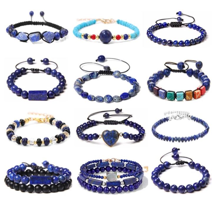Irregular Chip Stone Lapis Lazuli Beads Bracelet Delicate Handmade Beaded Charm Bracelets Adjustable Women Men Fine Jewelry Gift