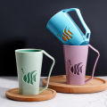 Double-layer mouthwash cup plastic simple with handle small fish wash cup household bathroom toothbrush cup. 