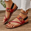 Pullover sandals women's 2024 foreign trade Europe and the United States cross-border plus size women's shoes new external wear flat embroidered sandals women. 