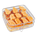 Stainless Steel Air Fryer Rack With Clip, Square Stackable Baking Basket Multi-Layer Dehydrator Rack Air Fryer Replacement Parts Accessories. 