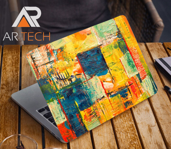 Creative Oil Painting With Yellow Premium Laptop Sticker AR-5081