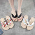2022 Imitation Grass Woven Hemp soled Sandals Han Chao Wears Rubber Sole Herringbone Bottom Beach Flat Heel Clip Feet Women's Slippers.