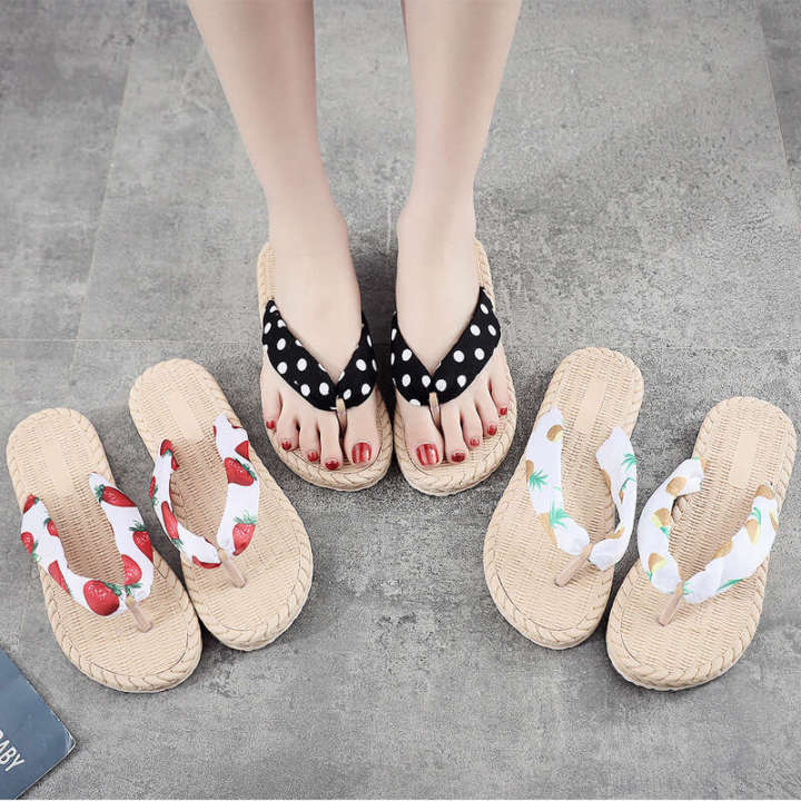 2022 Imitation Grass Woven Hemp soled Sandals Han Chao Wears Rubber Sole Herringbone Bottom Beach Flat Heel Clip Feet Women's Slippers