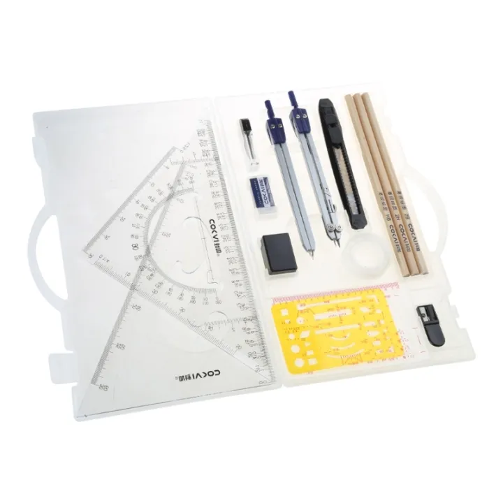 18Pcs%20Geometry%20Set%20Drawing%20Template%20Protractor%20Set%20with%20Shatterproof%20Storage%20Box%20Drawing%20Tools,%20Drafting%20Set%20Amour%20zii%20-%20Image%206