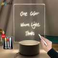 3D LED  Art Note Board with Color Pen Re-writable Luminous USB Message Board with 03 Pen and Wiper Acrylic Lamp Night Lights Gifts Bedroom Desk Lamp for gift. 