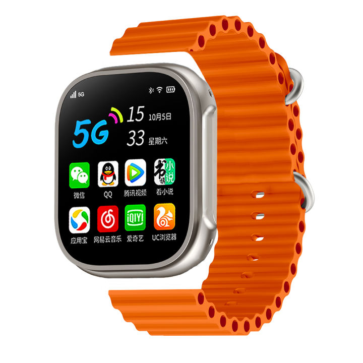 S8 Ultra Camera Android Smartwatch 4 64 S8 Ultra 5G Supported Smartwatch With Camera Black Orange Strap Daraz .bd