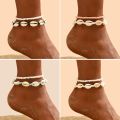 Boho Summer Ocean Beach Adjustable String Anklets Macrame Mussel Sea Shell Cowrie Beaded Chain Ankle Bracelet on Leg for Women. 