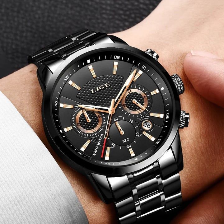 LIGE 9866 stainless steel Mens Watches Top Luxury Brand Business