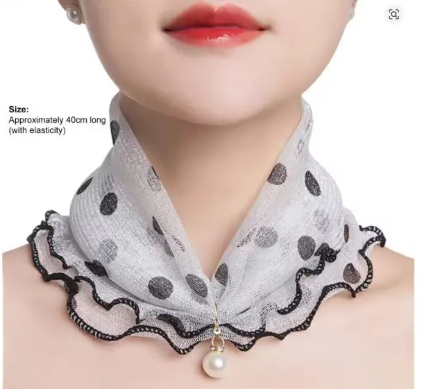 White%20Scarf%20Painting%20Print%20Imitation%20Pearl%20Durable%20Ruffle%20Edge%20Lady%20Headscarf%20for%20Banquet%20-%20Image%202