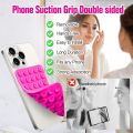 2 Pack Suction Cup Phone Case Mount Double-Sided,Silicon Sticky Phone Stand for iPhone and Android, Hands-Free Strong Grip Holder for Selfies and Videos. 
