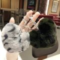 Leopard pri Fluffy Fur Pom Pom Keychain Soft Faux Fur-like Ball Car Keyring Key Holder Women Bag Pendant Jewelry Keychain Charms.