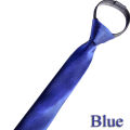【Limited Stock Available】 HUISHI Pre-tied Zipper Tie Neck Mens Skinny Zipper Neckties Red Black Blue Solid Color Slim Narrow Entertainment Party.