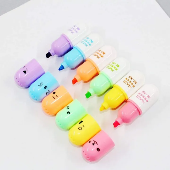 6pcs/set%20Cute%20capsulee%20highlighter%20naughty%20expression%20bright%20watercolor%20coloring%20pen%20Pilll%20highlighter%20marker%20-%20Image%203