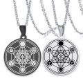 Metatron Cube Necklace Sacred Geometry Seals Of Archangel Angel Sigil Pendant Stainless Steel Occult Amulet Solomon Necklace.