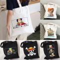 Cute Anime Monkey D Luffy Roronoa Zoro Women One Piece Canvas Bag Shoulder Handbag Tote Eco Shopper Reusable Cotton Shopping Bag.