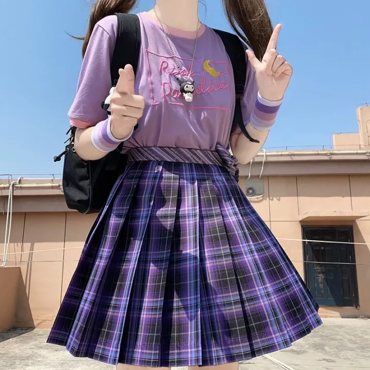 Women%20Purple%20Black%20Y2K%20Pleated%20Plaid%20Skirt%20Glir%20High%20Waist%20Mini%20%20Skirts%20Japanese%20School%20Harajuku%20Cosplay%20Anime%20Sailor%20Suit%20-%20Image%203