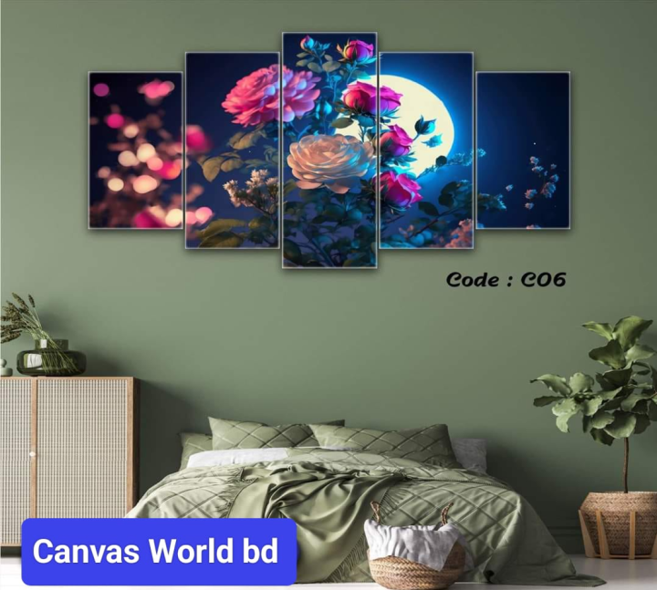 5Pcs In 1 Set Wall Canvas Rose Flower Printing | Daraz.com.bd