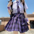 Women Purple Black Y2K Pleated Plaid Skirt Glir High Waist Mini  Skirts Japanese School Harajuku Cosplay Anime Sailor Suit. 