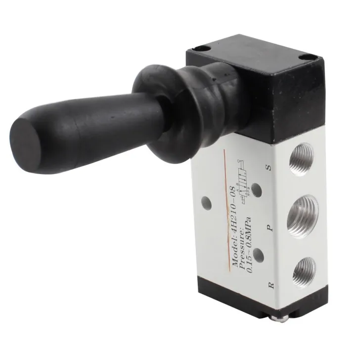 Pneumatic Air Inlet 2 Position 5 Way Manual Hand Pull Valve Gray+Black ...