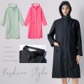 Women New Stylish Long Raincoat Waterproof Rain Jacket with Hood.