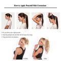 Straight Human Hair Ponytail Wrap Around Clips-In Brazilian Machine Made Remy Hair wig 120g.