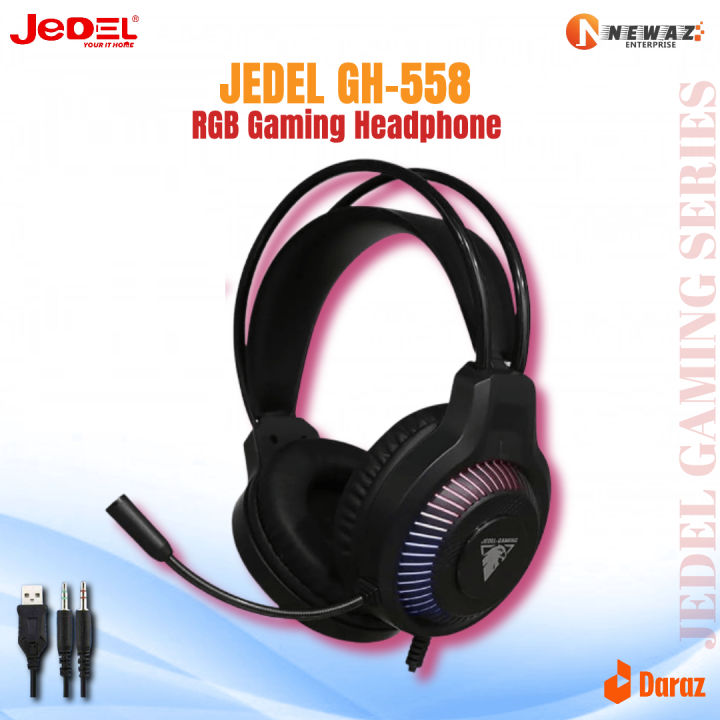 JEDEL GH558 Ear RGB gaming Wired Headphone with ANC Microphone