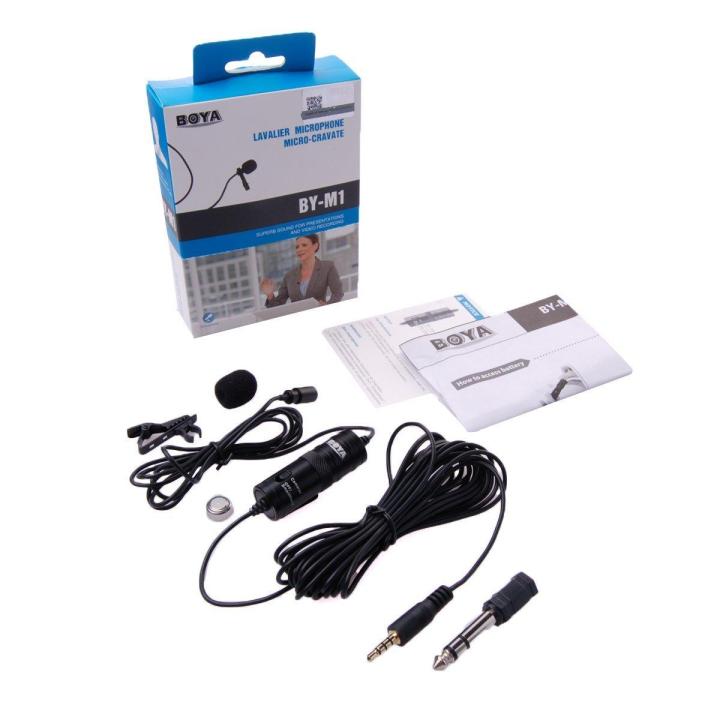 BOYA%20by%20M1%203.5mm%20Condenser%20Lavalier%20Microphone%20with1/4%20%20adapter%20Omnidirectional%20Noise%20Cancellation%20Mic%20with%206%20Meter%20Audio%20Cable%20for%20Smartphones%20Canon%20Nikon%20DSLR%20Cameras%20Camcorders%20Audio%20Recorder%20PC%20-%20Image%203