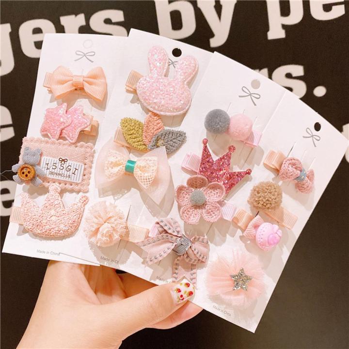 Versatile -Korean version of pink card paper set Children hair clip cute baby hair accessories bangs clip girl hair card headwear- Avant-garde