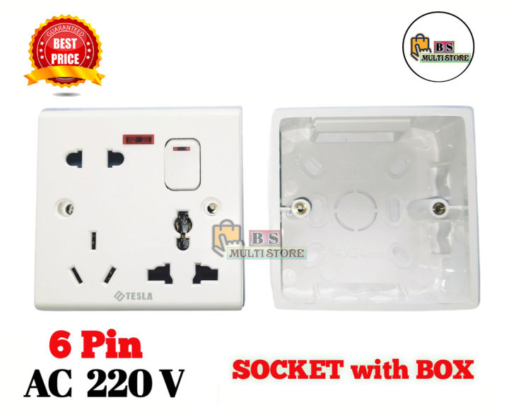 6%20Pin%20Socket%20With%20Box%20(%2016A%20%20220V%20)%20Multi%20Function%20Universal%20Wall%20So0cket%20-%20Image%202