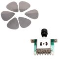 6X Stainless Steel Guitar Picks - Silver with 3 Way Selector Switches,Guitar Pickup Toggle Lever Switches.