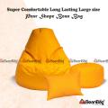 Bean Bag BD-Large Size Pear Shape Bean Bag Full Set_ Bean Bag, Footrest & Pillow_Yellow Colour_Premium Quality. 