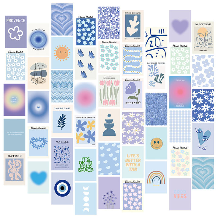 Curated visual reference: Danish Minimalist Aesthetics Reference: Minimalist Wall Art For Blue Room Decor Aesthetic 50Pcs Danish
