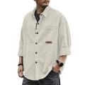 Men Spring Fall Shirt Autumn Shirt Loose Long Sleeves Lapel Vintage Korean Style Casual Solid Color Spring Coat Male Clothes. 