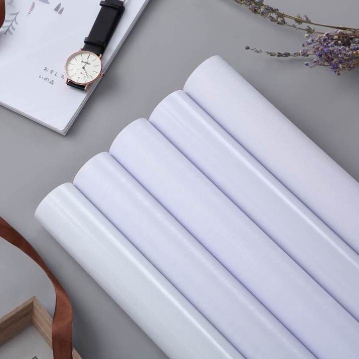 Pure White Wallpaper Self-Adhesive Waterproof Moisture-Proof Paint Kitchen Wall Stickers Cabinet Table Furniture Decoration Film