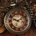 【LuckyBabyFans Store】Vintage Wood Circle Carved Number Dial Pocket Watch Men Unique Hollow Steampunk Bronze Clock Watches Chain.