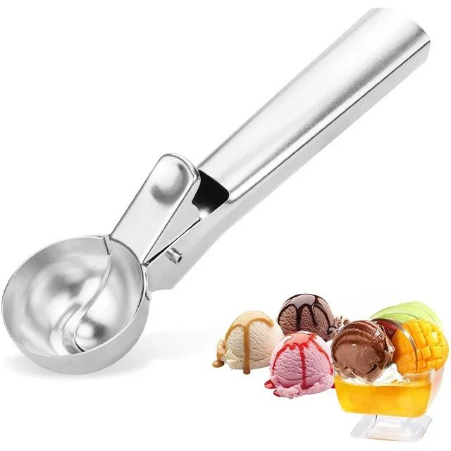 Ice Cream Scoop spoon with Easy Release, Comfortable and Anti-Freeze Handle, Perfect for Gelatos, Frozen Yogurt, Fruit, Sundaes