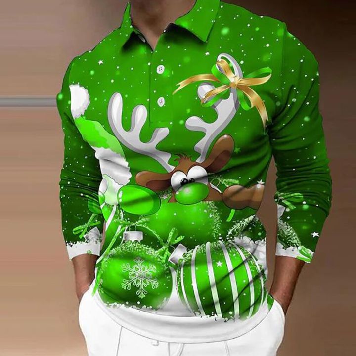 Men's%20polo%20shirt%20golf%20shirt%20Santa%20Moose%20snowflake%20carousel%20black%20light%20green%20red%20blue%20dark%20green%203D%20print%20casual%20breathable%20-%20Image%205